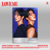 Album cover for 'LOVE ME' by SHOWNU & HYUNGWON featuring them with a blue background.