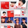 Promotional material for a music album titled 'LOVE ME' featuring various items