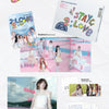 STAYC's 2LOVE album packaging with colorful text and product images on a white background