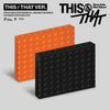 STRAY KIDS's This & That orange and black outbox on a gray background