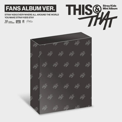 STRAY KIDS's This & That FANS album outbox with the group symbol on a gray background