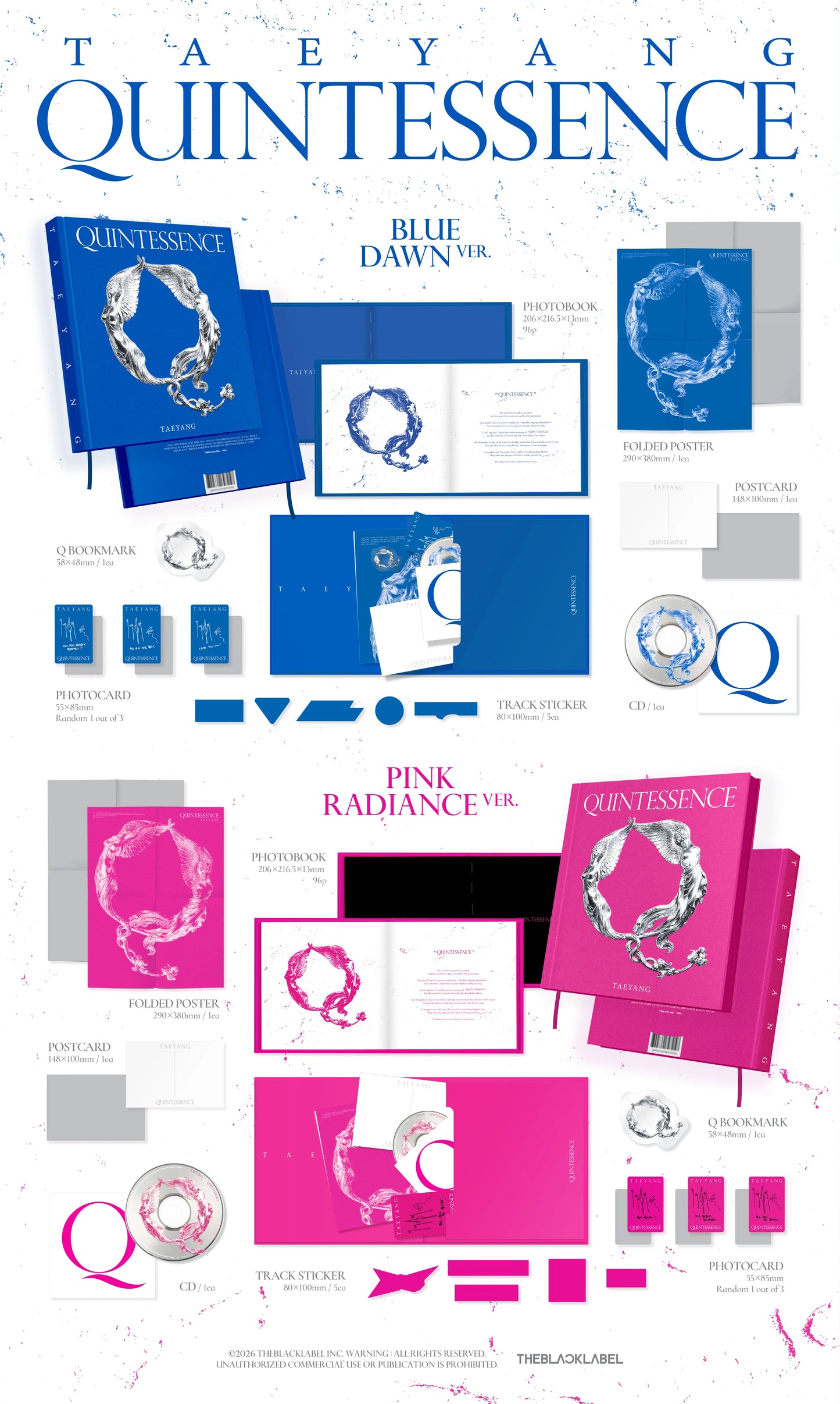 TAEYANG's Quintessence album inclusions with photobook, bookmark, stickers and photocard