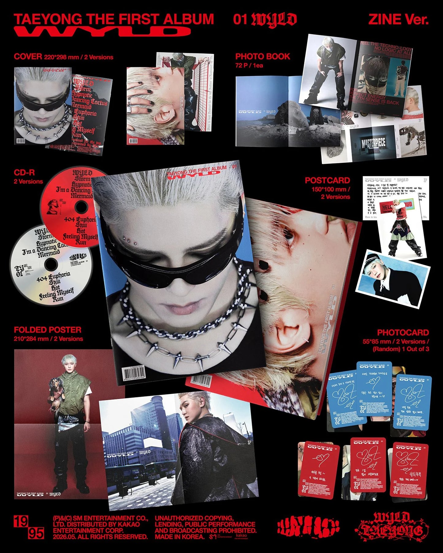 Promotional image of Taeyong's first album with various items included.