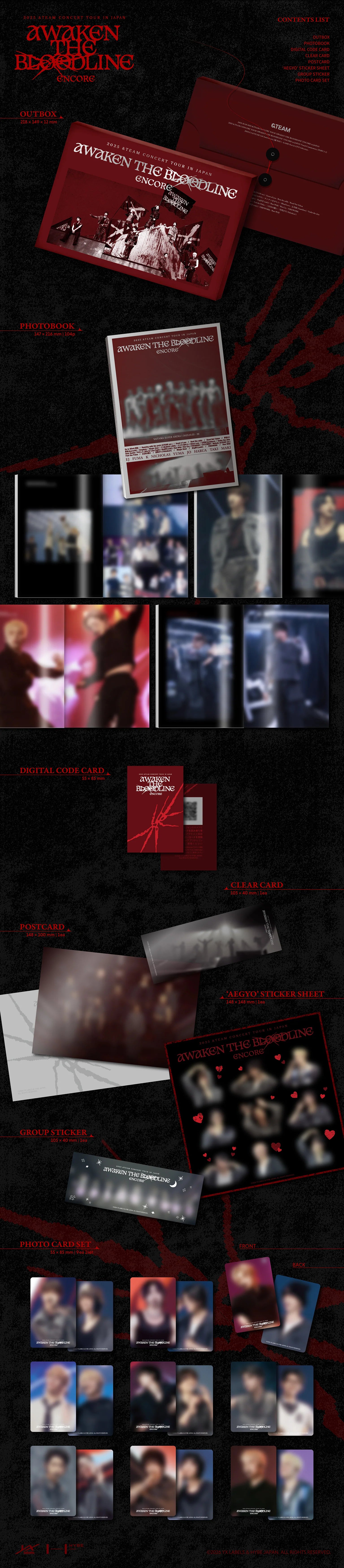 Collection of vintage-looking photographs and memorabilia for &TEAM's 2025 Concert Tour Encore in Japan on a dark background
