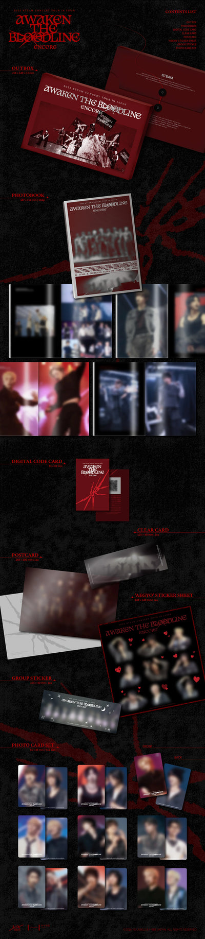 Collection of vintage-looking photographs and memorabilia for &TEAM's 2025 Concert Tour Encore in Japan on a dark background