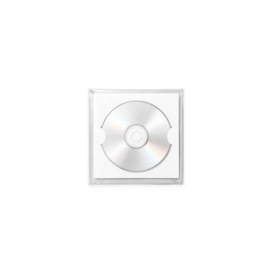 &TEAM's 2nd mini cd-r version showing a silver reflective circular disc centered inside a clear square plastic case, isolated on a plain white background.