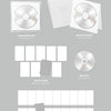 A flat layout diagram of &TEAM's 2nd mini album inclusions, showing a CD, an envelope, and various types of photocards on a light gray background. The top reads 'mark on me' in stylized script.