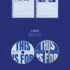 Promotional material for TWICE's THIS IS FOR tour with text and album cover images.
