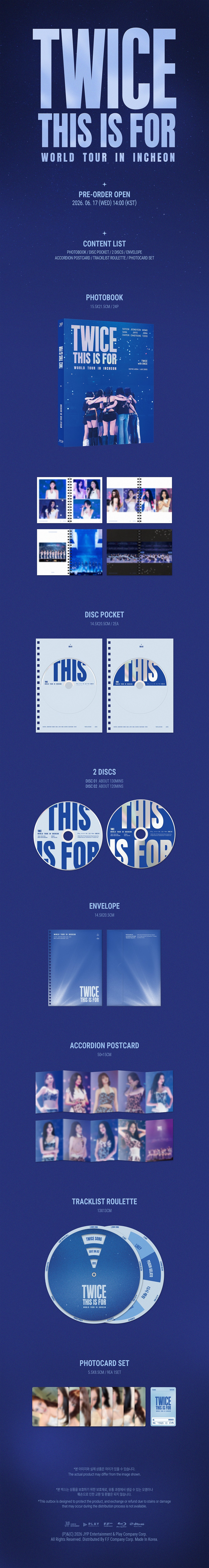 Promotional material for TWICE's THIS IS FOR tour with text and album cover images.
