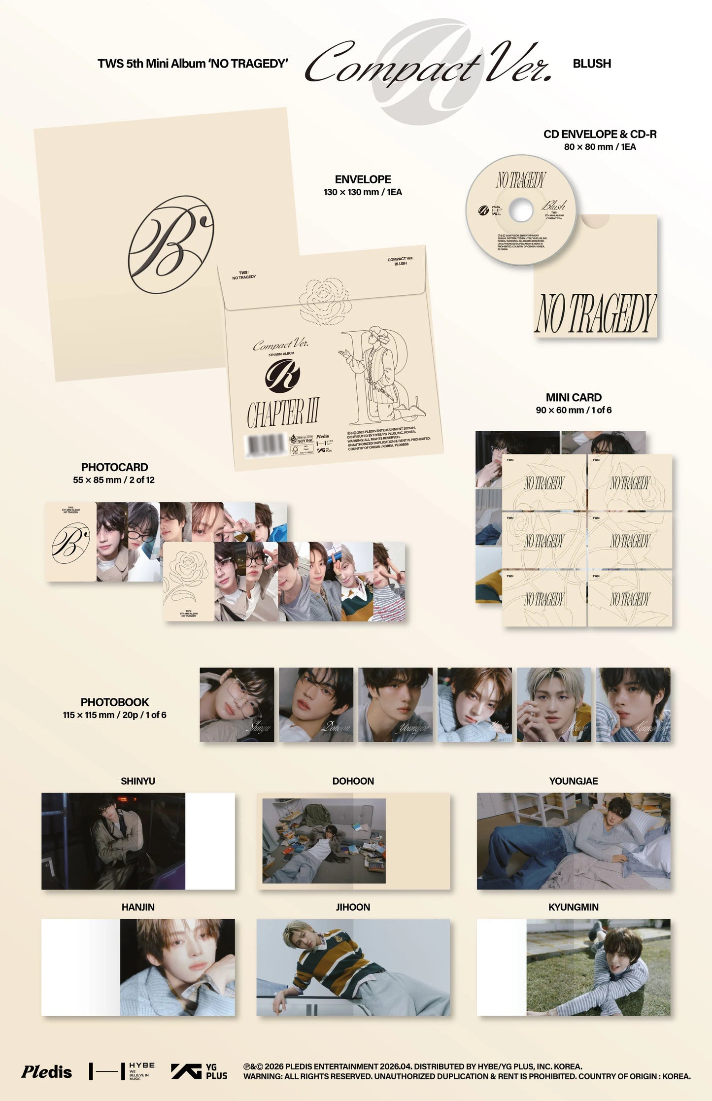 TWS - 5th Mini Album [NO TRAGEDY] COMPACT Ver. (BLUSH)