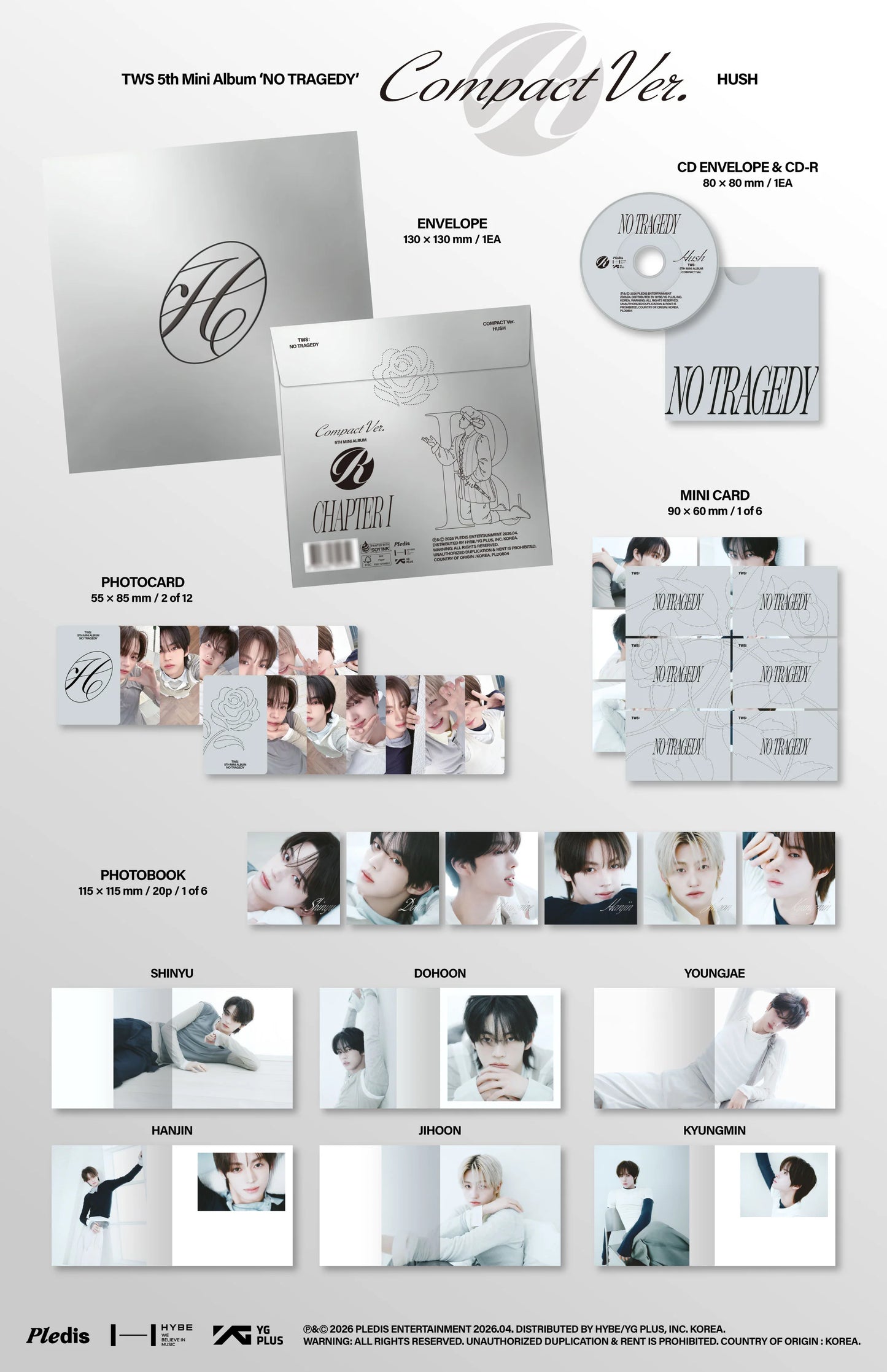 TWS - 5th Mini Album [NO TRAGEDY] COMPACT Ver. (HUSH)