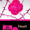 Pink album cover with floral design and text on a dark background