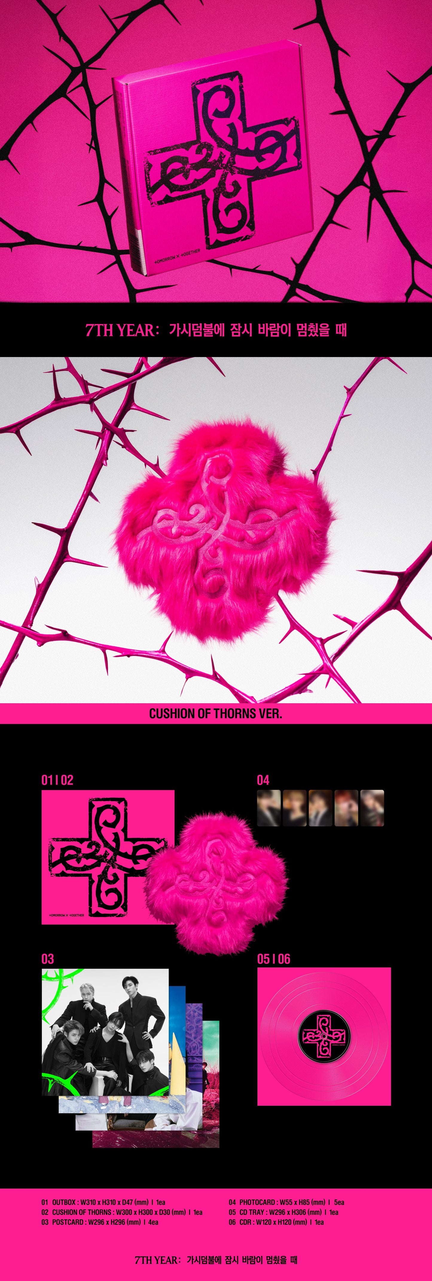 Pink album cover with floral design and text on a dark background
