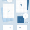 UAU's album inclusions showing a design layout with placeholders and question marks on a light blue background