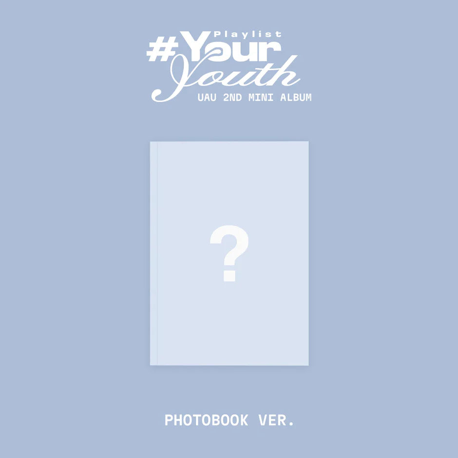 Album cover with '#YourYouth' text and a question mark on a light blue background for DREAMCATCHER's UAU 