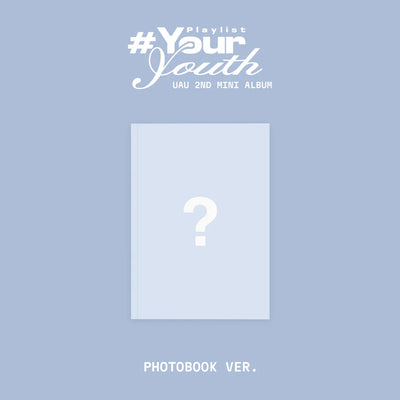 Album cover with '#YourYouth' text and a question mark on a light blue background for DREAMCATCHER's UAU 
