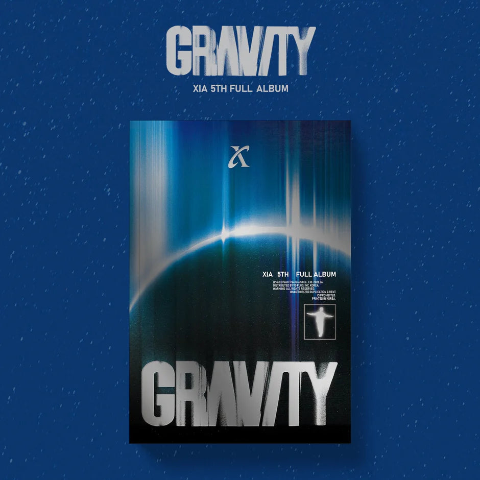 Album cover for 'GRAVITY' by XIA on a blue background