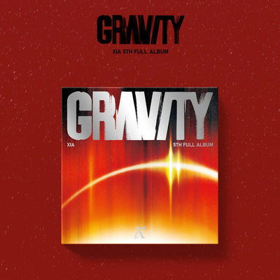Album cover for 'GRAVITY' by XIA with a red background