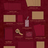 XLOV's 2nd mini special pack album inclusions with various items like the photobook, postcard, acrylic keyring, glow in the dark sticker, chess piece magnet, chess strategy card on a red background