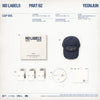 Product display of 'NO LABELS PART 02' by YEONJUN with cap, outbox, photocards and CD