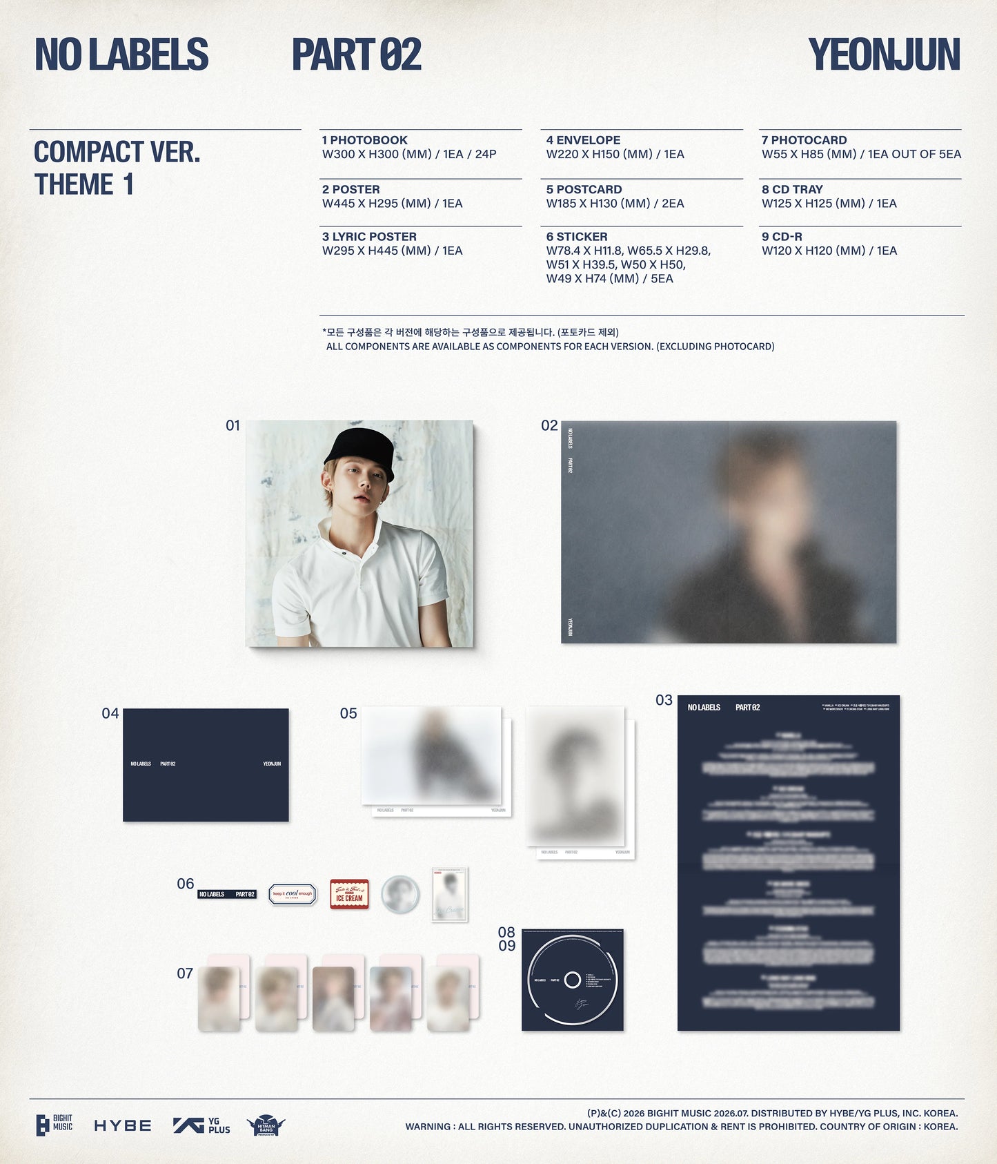[PRE-ORDER] YEONJUN - [NO LABELS: PART 02] Compact Ver. + POB