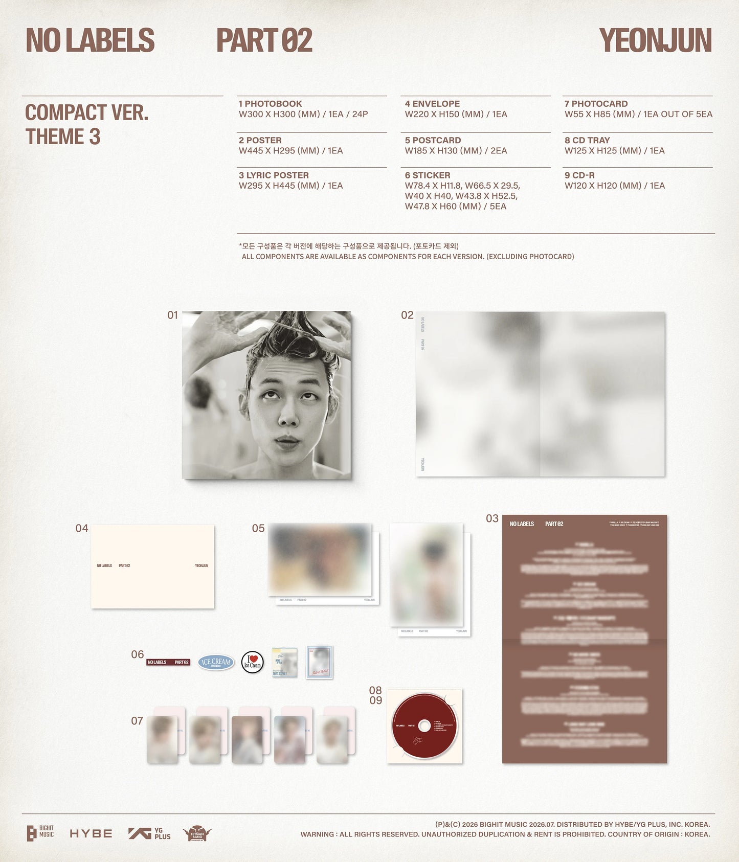 [PRE-ORDER] YEONJUN - [NO LABELS: PART 02] Compact Ver. + POB