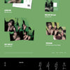 Collage of YUJU's special single album inclusions with text on a gray and green background