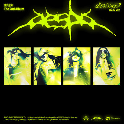 aespa's Lemonade yellow album cover on a black background