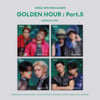 ATEEZ's golden hour part 5 album packaging with 4 sets of portraits on a white background