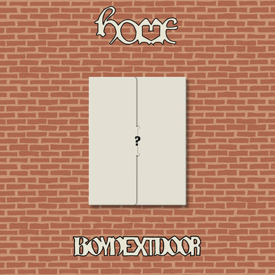 Album cover with a door and question mark on a brick wall background, featuring the text 'Home' and 'Boynextdoor'.