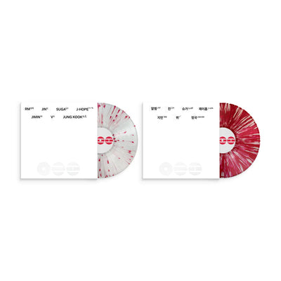 BTS's Arirang Deluxe Vinyl Version - Red and white vinyl record with a sleeve on a white background