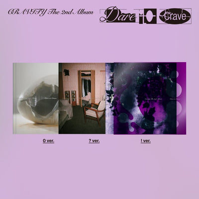 CRAVITY's 2nd album cover versions x 3 on a purple background