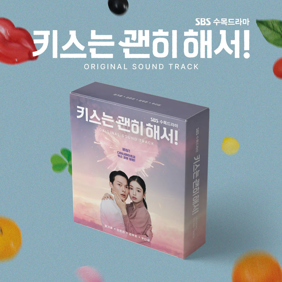 Soundtrack packaging for Dynamite Kiss korean drama with colorful graphics on a blue background