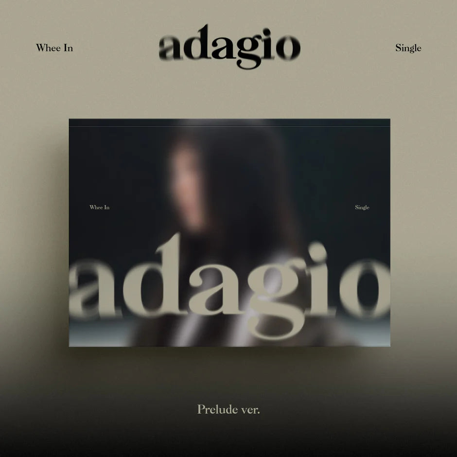 Album cover with 'adagio' text and a blurred central figure on a dark background