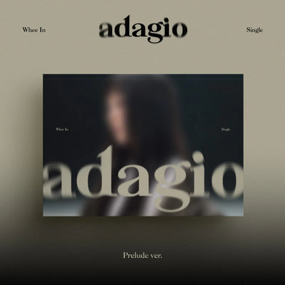 Album cover with 'adagio' text and a blurred central figure on a dark background