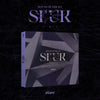 1 version of xiker's 5th mini album house of tricky: spur with a purple box on a black grunge background