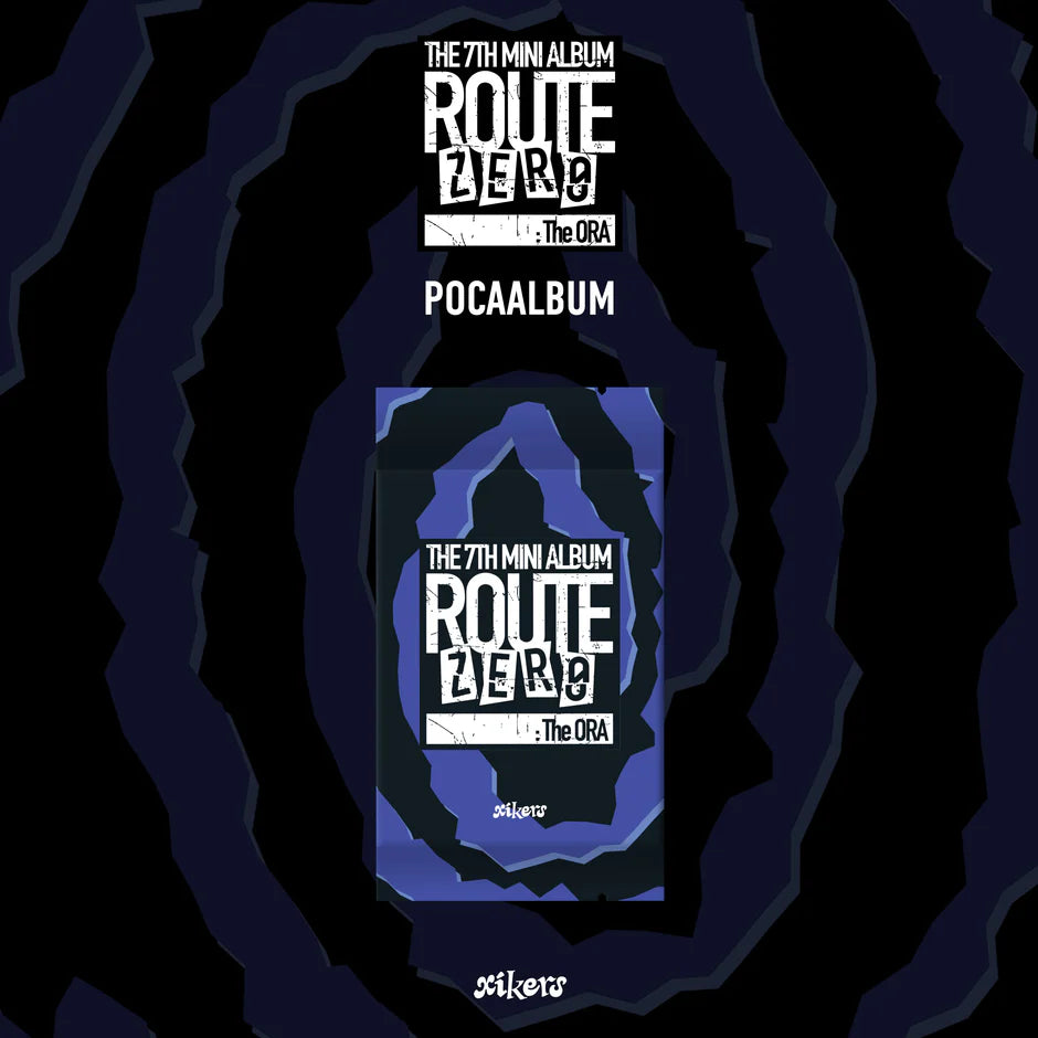 xikers's album cover with text 'The 7th Mini Album Route Zero' on a dark background