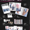Album packaging for xikers's 'Route Zero' with various items including a disc, photobook, and postcard on a black background.